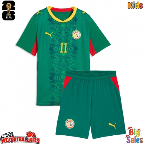 Senegal Nicolas Jackson #11 Replica Away Stadium Kit for Kids World Cup 2026 Short Sleeve (+ pants)